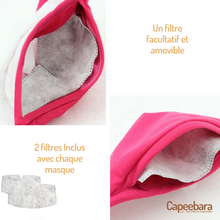 Laden Sie das Bild in den Galerie-Viewer, Masque Adulte en coton avec poche prévue pour filtre zéro déchet et réutilisable Capeebara