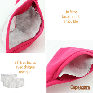 Masque Adulte en coton avec poche prévue pour filtre zéro déchet et réutilisable Capeebara