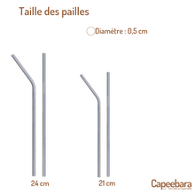 Laden Sie das Bild in den Galerie-Viewer, Le Pack famille - 4 Pailles Coudées - 4 Pailles Droites, réutilisable, écologique et zéro déchet Capeebara