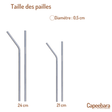 Charger l&#39;image dans la galerie, Le Pack famille - 4 Pailles Coudées - 4 Pailles Droites, réutilisable, écologique et zéro déchet Capeebara