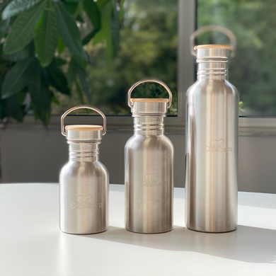 Trinkflasche aus Edelstahl und Bambus - Langlebig und äußerst Strapazierfähig - Leicht und Transportabel